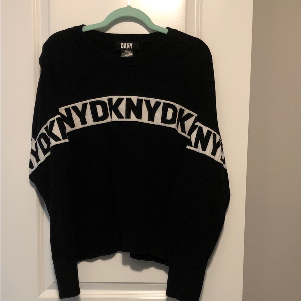 DKNY Black Sweater with White Logo Band